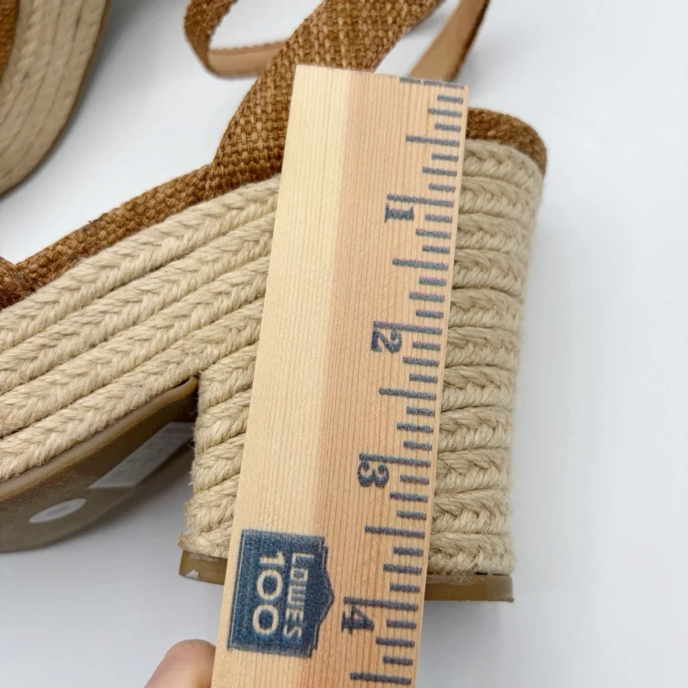 Oasis Society Mackenzie Espadrille Wedge Sandal Sz 9 Platform Ankle Strap Raffia
